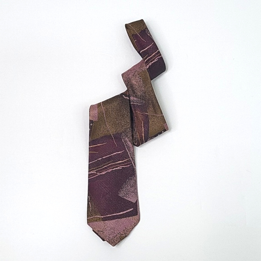 Vintage BBB NYC Retro Neck Tie Pink Purple Bronze Gold Graphic Abstract Tie